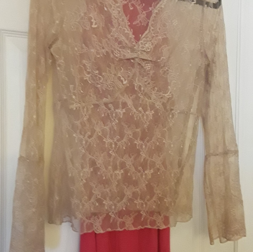 Vintage cream lace blouse size 2